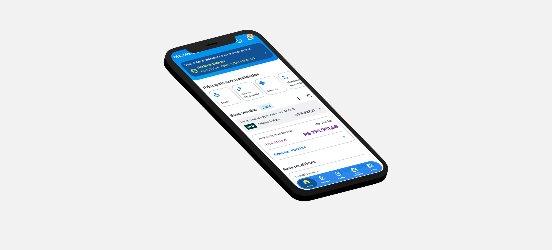 Nova home e estrutura — App Cielo