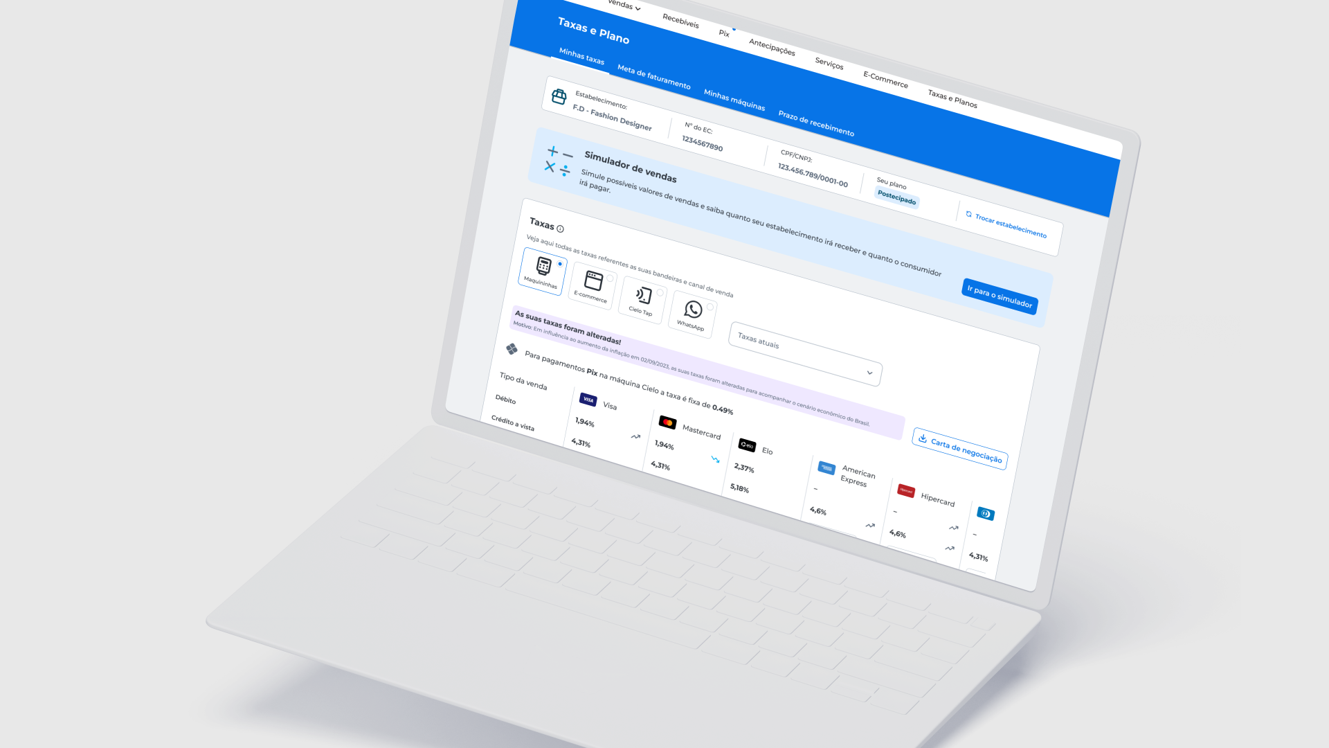 Taxas e Planos — Site Cielo